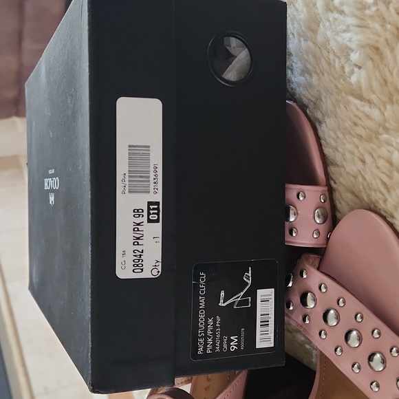 Gorgeous NWT IOB Coach Paige Studded Mat Pink Leather Heeled Sandals 👡💗 - Picture 14 of 16